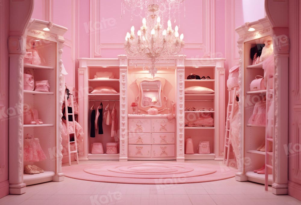 Kate Princess Fashion Doll Fantasy Pink Room Wardrobe Backdrop Designed by Chain Photography