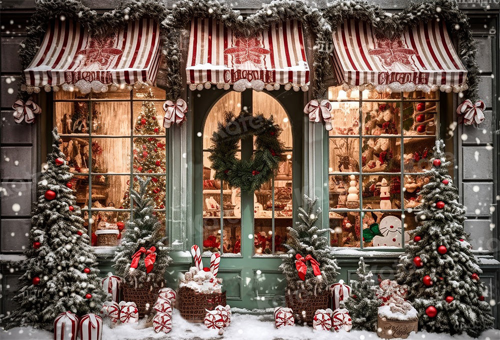 Kate Christmas Gift Store in Snow Backdrop for Photography
