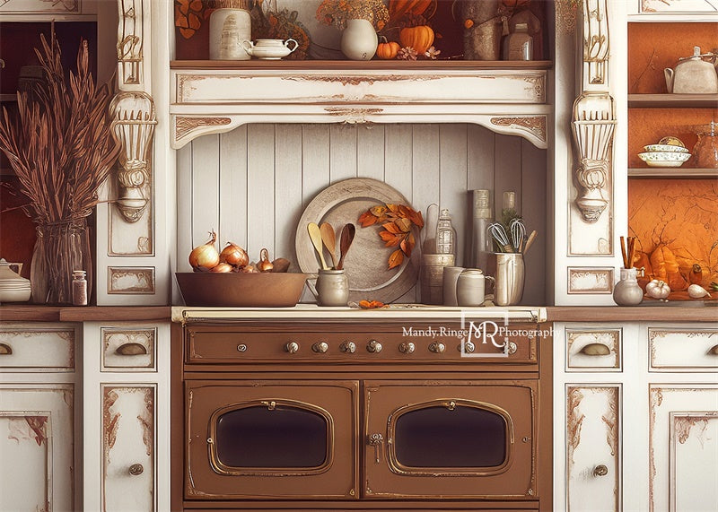 Kate Autumn Thanksgiving Kitchen Backdrop Designed by Mandy Ringe Photography