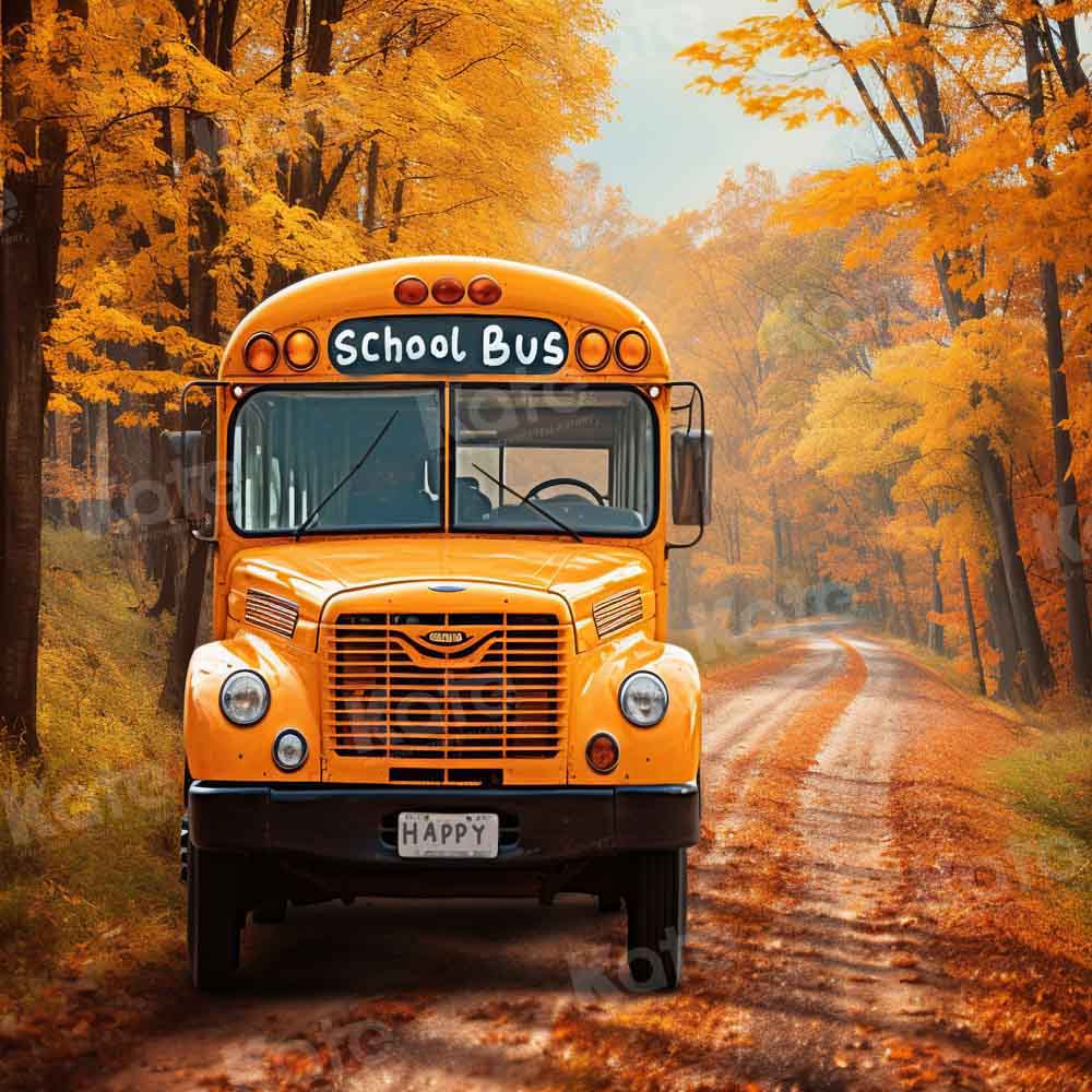 Kate Autumn Back to School Bus Backdrop Designed by Chain Photography