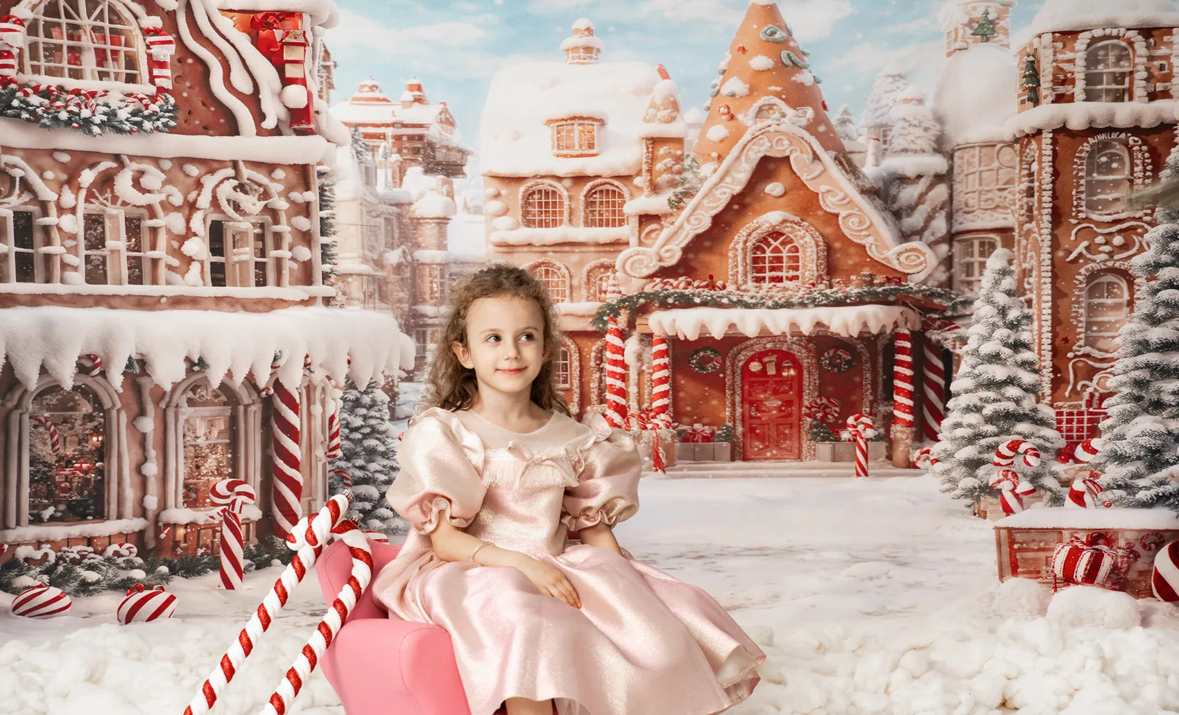 Kate Winter Christmas Gingerbread Candy Town Backdrop Designed by Chain Photography
