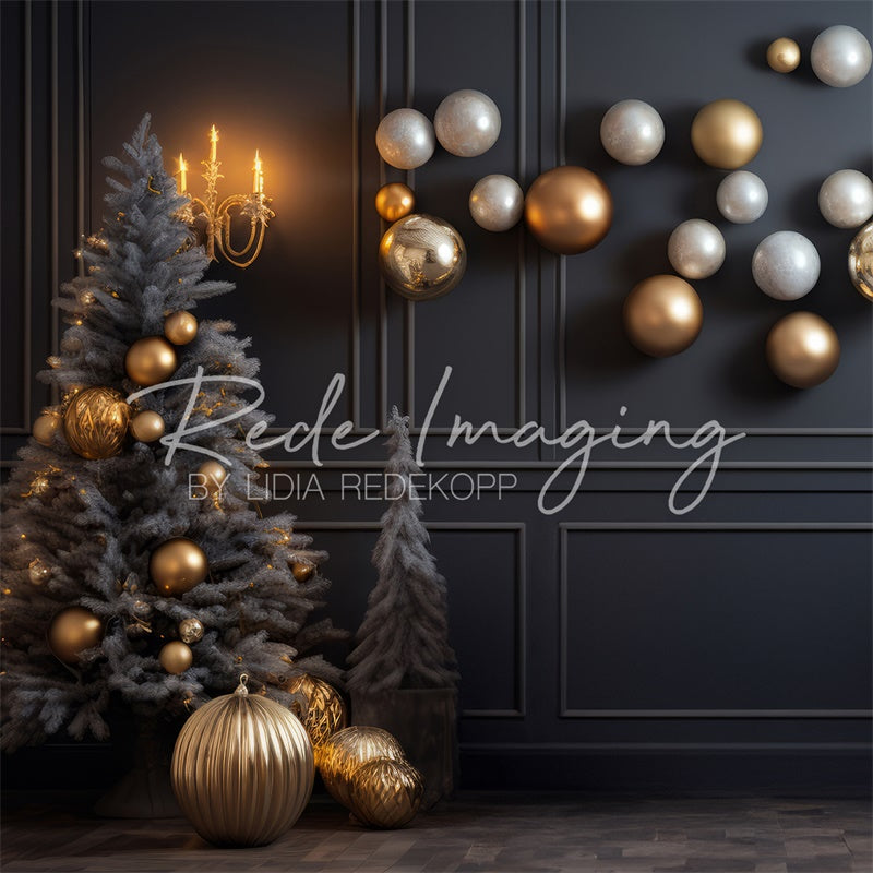 Kate Modern Gold & Gray Christmas Backdrop Designed by Lidia Redekopp