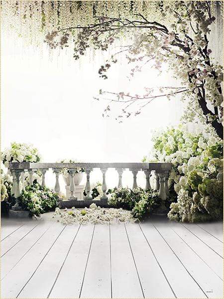 Katebackdrop鎷㈡綖Kate Flower Tree Backdrop Scenery Railing Wedding US