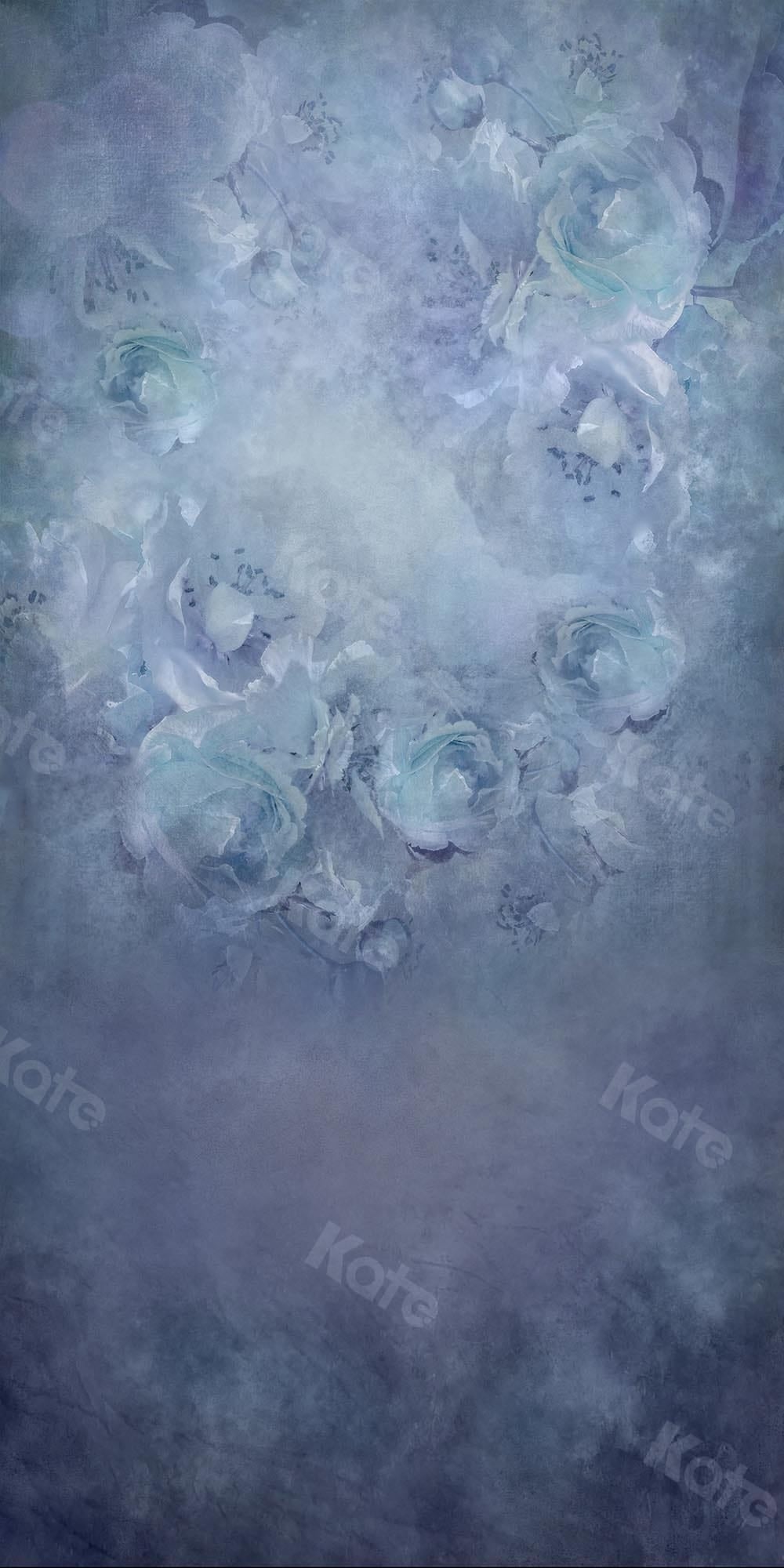 Kate Sweep Fine Art Floral Gray Blue Backdrop Designed by Chain Photography